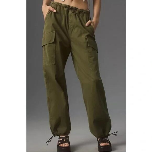 ASKK NY Pants - Tuckernuck ASKK NY Cargo Drawstring Parachute Pants Army Green NWT size 29